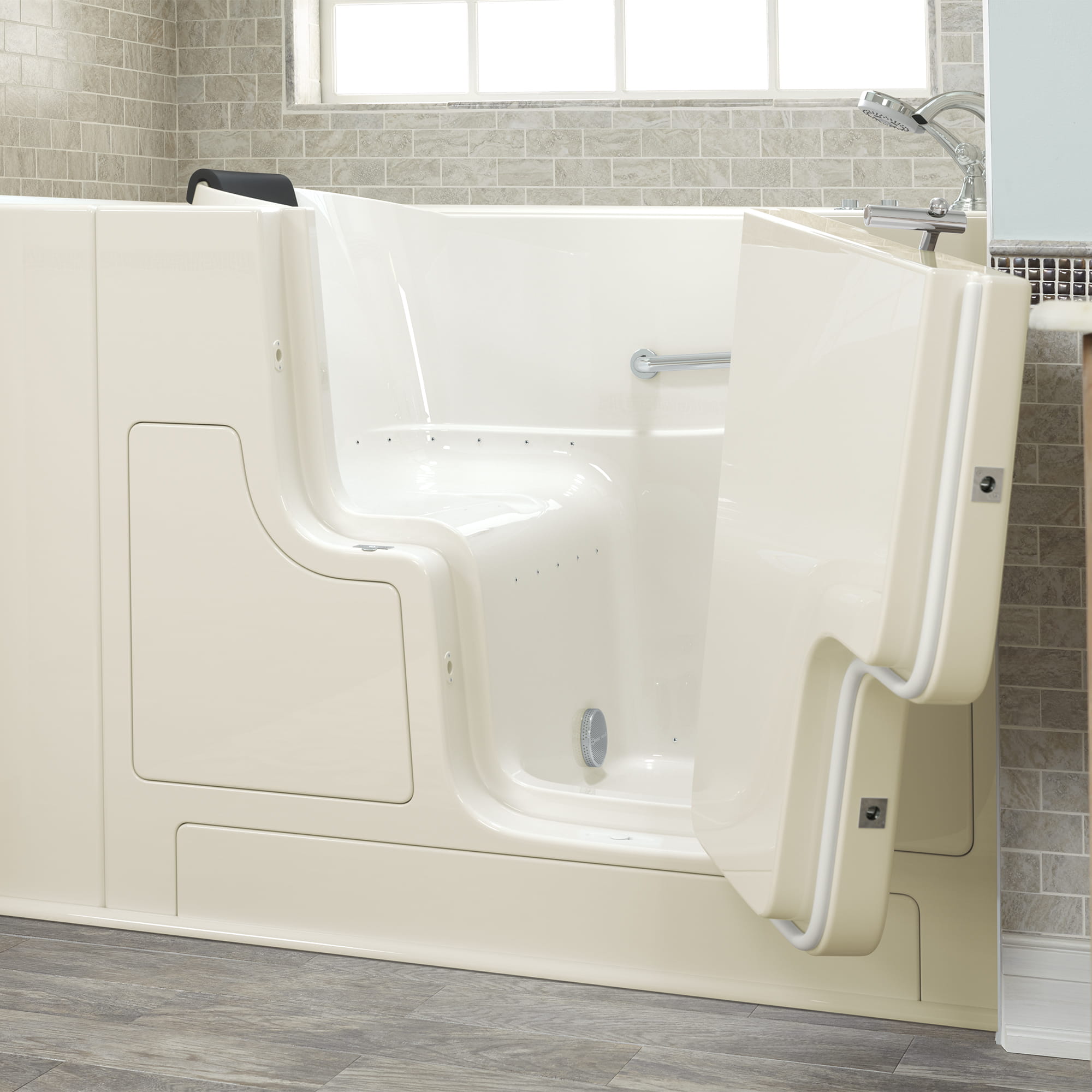 Gelcoat Premium Series 30 x 52 -Inch Walk-in Tub With Air Spa System - Right-Hand Drain With Faucet